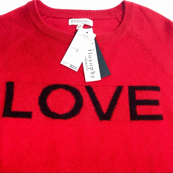 NEW! PHILOSOPHY Cashmere Sweater Red LOVE Graphics🌹Various sizes - Picture 6 of 11